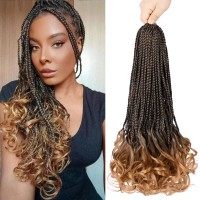 French Curl Crochet Braids 18 Inch Goddess Box Braids Crochet Hair For Women Pre Looped Crochet Box Braids With Curly Ends Synth