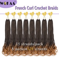 French Curl Crochet Braids 18 Inch Goddess Box Braids Crochet Hair For Women Pre Looped Crochet Box Braids With Curly Ends Synth