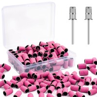 Rolybag Sanding Bands For Nail Drill Nail Sanding Bands 180 Pink With Storage Boxinclude 100 Fine Sanding Bands And 2 Pieces M