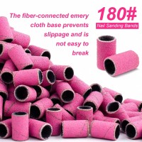 Rolybag Sanding Bands For Nail Drill Nail Sanding Bands 180 Pink With Storage Boxinclude 100 Fine Sanding Bands And 2 Pieces M