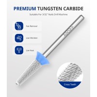 Airsee Tungsten Carbide Acrylic Nail Drill Bit Efile Electric File Machine Head Tip For Manicure Polishing Art Remove Gel 332