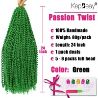 Passion Twist Hair 24Inch 1Pack Passion Twist Crochet Hair Water Wave Crochet Hair For Black Women 24 Inch Pack Of 1 Green