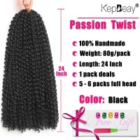 Passion Twist Hair 24Inch 1Pack Passion Twist Crochet Hair Water Wave Crochet Hair For Black Women 24 Inch Pack Of 1 Black