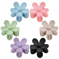 Flower Hair Clips 6 Pcs Flower Claw Clips Daisy Clips For Women Matte Large Claw Clips Strong Hold Jaw Clamps Hair Accessories F