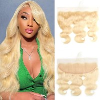 613 Frontal Blonde Frontal 13X4 Hd Lace Frontal Closure 14 Inch Blonde Human Hair Ear To Ear Blonde Frontal Free Part Natural Ha