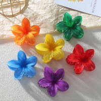 Sisiaipu Hawaiian Flower Hair Clips For Women 6 Pack Flower Hair Claw Clips Plumeria Claw Clips For Thin Hair Large Claw Clips F