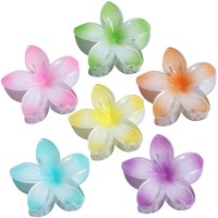 Sisiaipu Hawaiian Flower Hair Clips For Women 6 Pack Flower Hair Claw Clips Plumeria Claw Clips For Thin Hair Large Claw Clips F