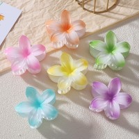 Sisiaipu Hawaiian Flower Hair Clips For Women 6 Pack Flower Hair Claw Clips Plumeria Claw Clips For Thin Hair Large Claw Clips F