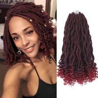 Burgundy Senegalese Twist Crochet Hair 12 Inch 8 Packs Kinky Twist Crochet Hair Pre Looped Senegal Twists Crochet Braids With Cu