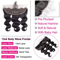 Lemoda 13X6 Frontal 18 Inch Water Wave Hd Transparent Lace Frontals Wet And Wavy Frontal 12A Brazilian Virgin Human Hair Lace Fr