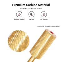 Melodysusie Crystal Top Red Heart Shape Nail Drill Bits 332 Large Barrel Carbide Bits Suitable For Manicure Pedicure Cuticl