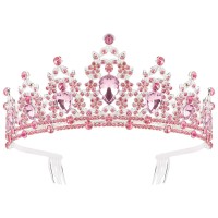 Tiaras For Women Kicosy Pink Crystal Tiara Crowns For Girls Elegant Crown With Combs Rhinestone Headband Princess Crown Princess