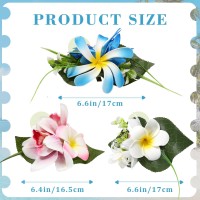 Haimeikang Hawaiian Flower Hair Clip 3 Pieces Large Artificial Tropical Flower Hair Pins For Women In Blue Pink White Hair