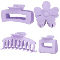 4 Pack Flower And Rectangular Banana Clips For Women Girls Large And Small Hair Claws For Thin Thick Hair