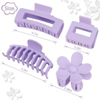 4 Pack Flower And Rectangular Banana Clips For Women Girls Large And Small Hair Claws For Thin Thick Hair