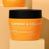 Luseta Turmeric Collagen Hair Mask Thickening Hair Treatment For Thin And Oily Hair Nourish Scalp Frizz Control Add Shine