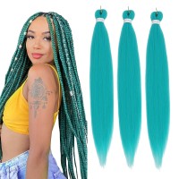 Braiding Hair Pre Stretched 3 Packs Prestretched Braiding Hair 26 Inch Ombre Braiding Hair Itch Free Green Yaki Synthetic Hai