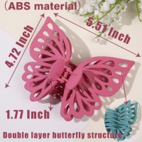 Seneeel Extra Large 551 Inch Nonslip Matte Butterfly Hair Clips 2 Count For Thick Thin Hair Cute Hair Clip For Women Bean P