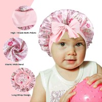 4Pcs Kids Bonnet Silk Satin Hair Bonnet For Sleeping Kids Bonnets For Girls Boys Baby Soft Wide Elastic Band Bonnets For Kids