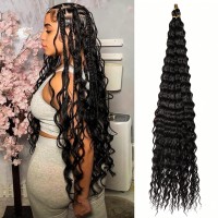 Ocean Wave Crochet Hair For Black Women 24 Inch 8 Packs Deep Wave Curly Braiding Hair Extensions Soft Crul Crochet Hair For Boho