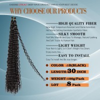 Ocean Wave Crochet Hair For Black Women 24 Inch 8 Packs Deep Wave Curly Braiding Hair Extensions Soft Crul Crochet Hair For Boho