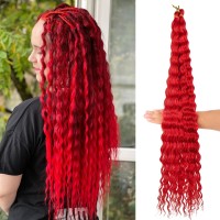 Ocean Wave Crochet Hair For Black Women 30 Inch 8 Packs Deep Wave Curly Braiding Hair Extensions Soft Crul Crochet Hair For Boho