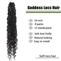 Lmzim 24 Inch Goddess Locs Crochet Hair 8 Packs Faux Locs Crochet Hair For Black Women Pre Looped River Locs Crochet Hair With C