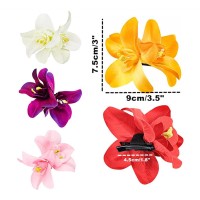 Alimitopia Flower Hair Clip Bohemia Hawaiian Fabric Artificial Orchid Flower Hairpin Barrette Headdress Bobby Pins Headwear Hair