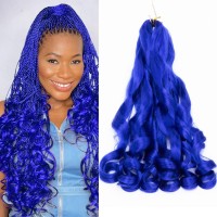 French Curly Braiding Hair 24 Inch Loose Wave Spiral Curly Crochet Hair For Black Women Pre Stretched Braiding Hair With Curly E