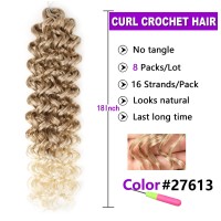 Zrq 18 Inch 8 Packs Curly Crochet Hair Beach Curl Water Wave Crochet Hairsynthetic Deep Twist Crochet Hair 27613 Curly Crochet