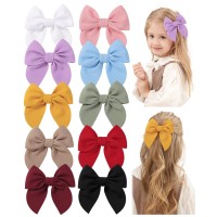 Doboi 10Pcs Baby Girls Hair Clips Bows Waffle Fable Hair Bows For Girls Hair Accessories For Baby Toddlers Kids 45 Inches