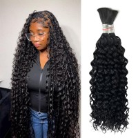 Human Braiding Hair For Boho Knotless Braids Bulk Curly Bundles Human Hair For Micro Braiding Wet And Wavy Water Wave No Weft Hu