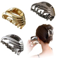 3Pcs Hair Clipsthree 3 Colors Of Metal Hair Clips 4Inch Exquisite Geometry Designs Hair Jaw Clips Fashion Style Hair Clips For