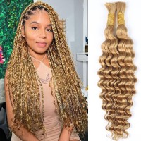 Afrodiva Human Braiding Hair For Boho Braids Brown Deep Wave Bulk Human Hair For Braiding Wet And Wavy Micro Braiding Human Hair