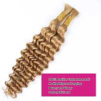 Afrodiva Human Braiding Hair For Boho Braids Brown Deep Wave Bulk Human Hair For Braiding Wet And Wavy Micro Braiding Human Hair