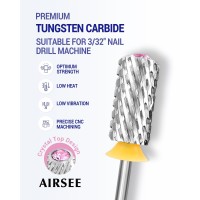 Airsee Tungsten Carbide Acrylic Nail Drill Bit Efile Electric File Machine Head Tip For Manicure Polishing Art Remove Gel 332