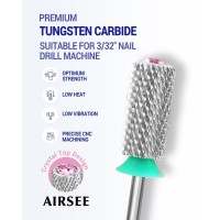 Airsee Tungsten Carbide Acrylic Nail Drill Bit Efile Electric File Machine Head Tip For Manicure Polishing Art Remove Gel 332