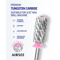 Airsee Tungsten Carbide Acrylic Nail Drill Bit Efile Electric File Machine Head Tip For Manicure Polishing Art Remove Gel 332