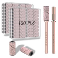 Upgradedepvko 120Pcs Small Sanding Bands For Nail Drills With 2Pcs 31Mm Mandrel Nail Drill Bits 120 Medium Grit Nail File Sa