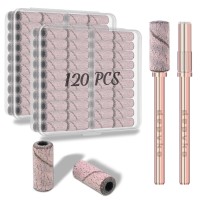 Upgradedepvko 120Pcs Small Sanding Bands For Nail Drills With 2Pcs 31Mm Mandrel Nail Drill Bits 180 Fine Grit Nail File Sand