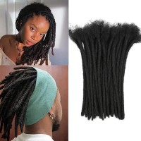 Luckroce Loc Extensions Human Hair For Women Men Kids 08Cm Thickness 10 Inch 100 Strands Natural Black 100 Handmade Permanent