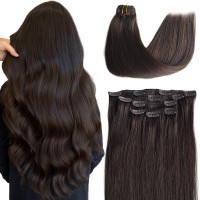 Hair Extensions Real Human Hair Clip Ins 22 Inch Clip In Hair Extensions Real Human Hair 2 Dark Brown Long Straight Remy Hair