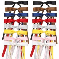 Wortl 16 Pcs Hair Bows For Womenribbon Hair Bows With Long Tailhair Bow Clips Hair Barrettes For Women Accessories