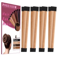 4 Pcs Magic Donut Bun Makers For Ballet Hairstyles Light Brown Women And Kids