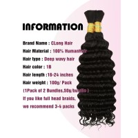 Human Braiding Hair Deep Wave Bulk Human Hair For Braiding No Weft Curly Braiding Hair Extensions For Boho Braids Wet And Wavy