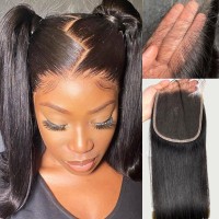 Mnador 5X5 Skinlike Real Hd Lace Closure Straight Human Hair 0095Mm Ultrathin Hd Lace Closure With Tiny Knots Brazilian Virgin