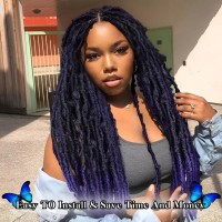 Isweet Butterfly Locs Crochet Hair 8 Packs 96 Strands 18 Inch 1Bpurple Short Soft Handmade Distressed Synthetic Braids Pre Lo