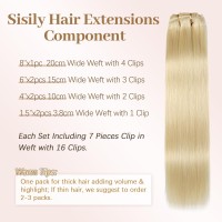 Sisily Clip In Hair Extensions Real Human Hair Premium Human Hair Clip In Extensions Bleach Blonde Soft Straight Hair Extensio