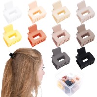 Ahoney 10Pcs Small Hair Claw Clips For Women Girls 1 Mini Matte Tiny Clips For Thin Thick Medium Hair Cute Jaw Clips With Str