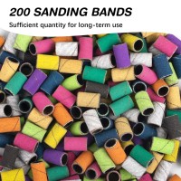 Rolybag Sanding Bands For Nail Drill 240 Grit Extreme Fine Nail Sanding Bands 200Pcs Color Professional Sanding Bands And 2Pcs N